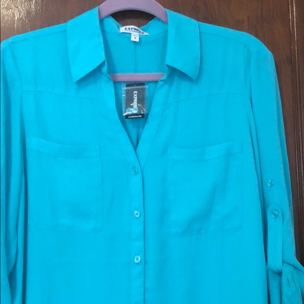 Teal/ greenish long sleeve button up top